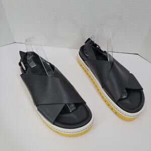 PLAN C PLATFORM LEATHER SANDALS, SIZE 41